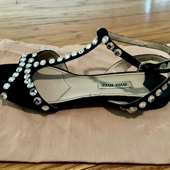 COPY - Miu Miu Crystal Embellished Strappy Flat Sandals Size 36 - Picture 5 of 9